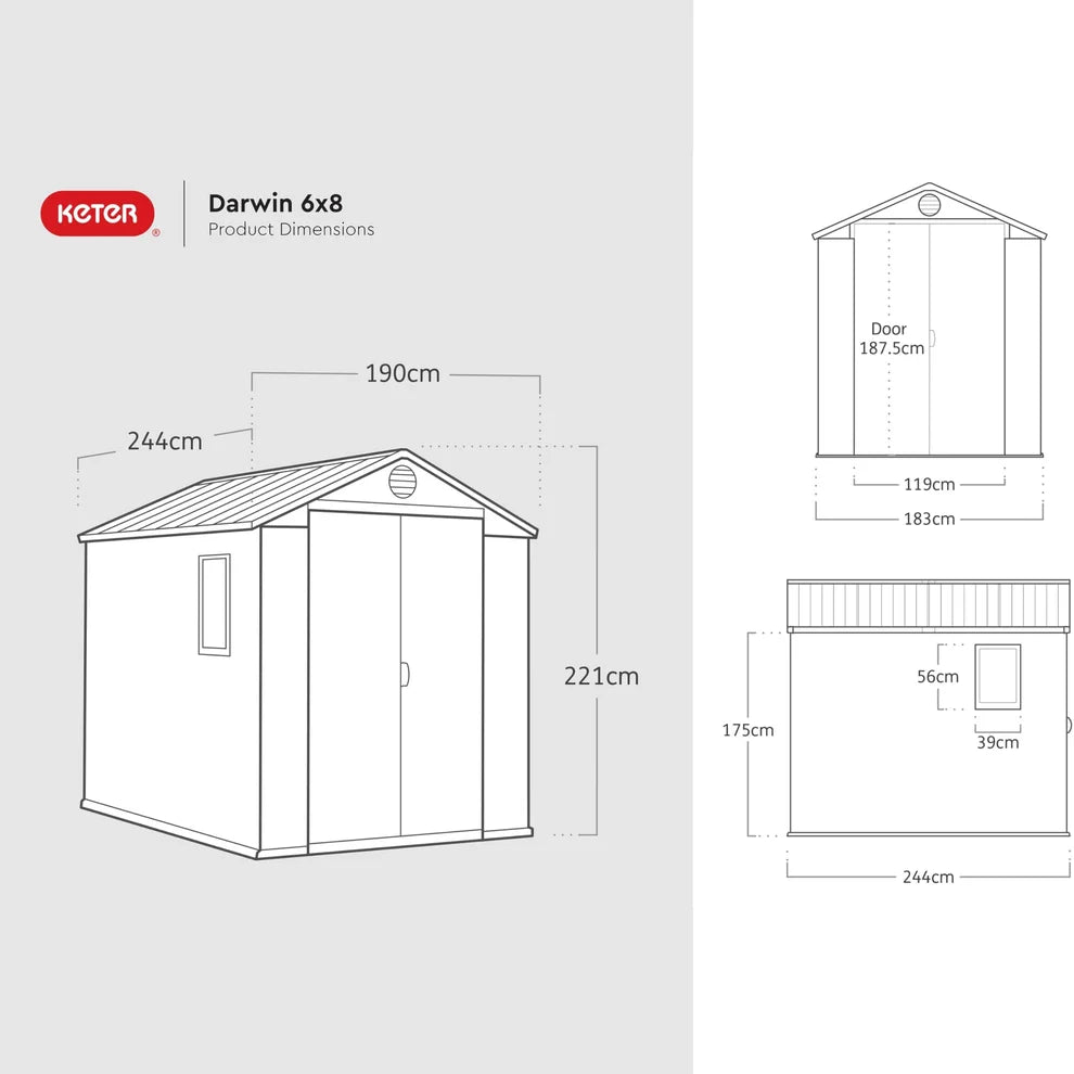 8 x 6 ft Outdoor Garden Storage Shed with Double Doors, Skylight Window & Heavy Duty Floor Panel