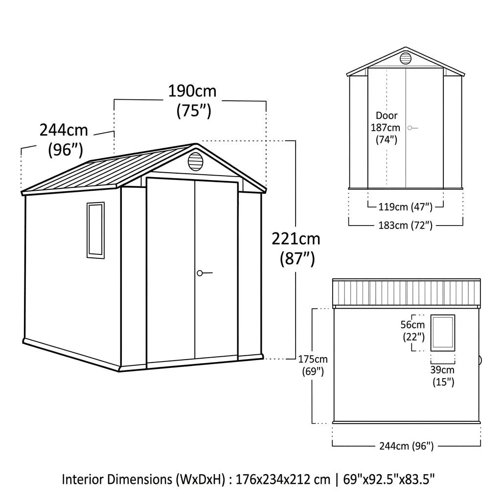 Keter 6x8 Darwin Heavy Duty Plastic Garden Shed Brown
