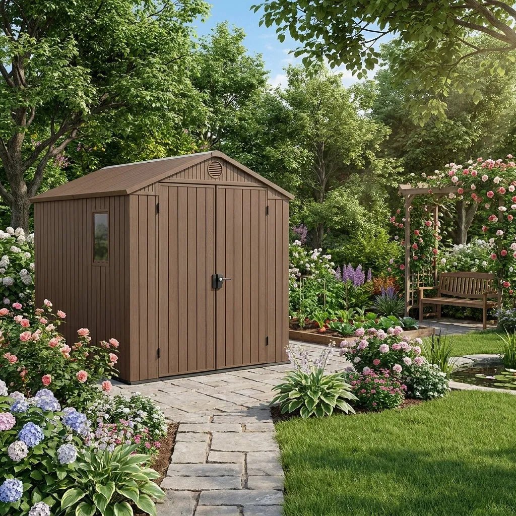 Keter 6x8 Darwin Heavy Duty Plastic Garden Shed Brown