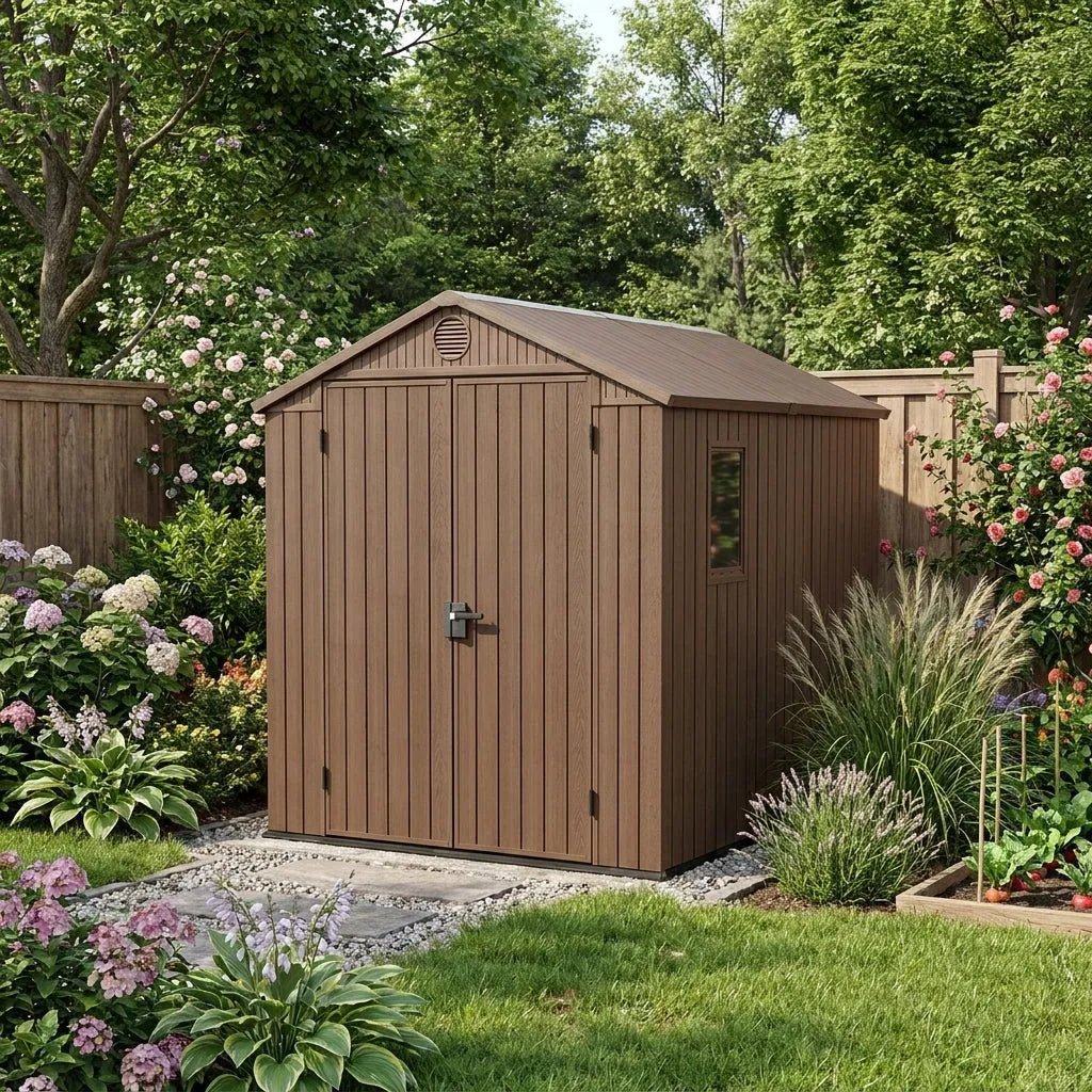 Keter 6x8 Darwin Heavy Duty Plastic Garden Shed Brown