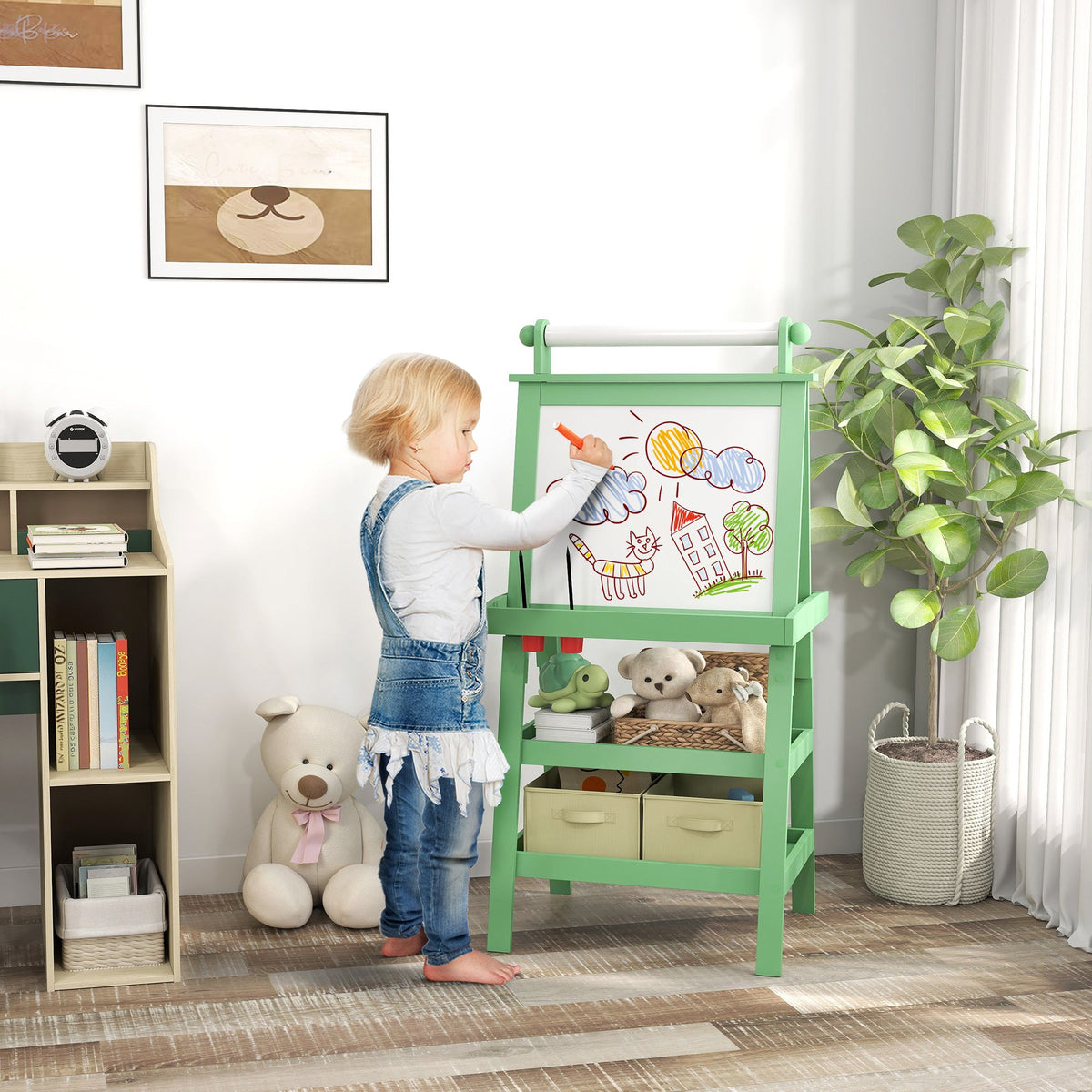 Kids 3-in-1 art easel – paper roll dispenser detail – Bambelou UK