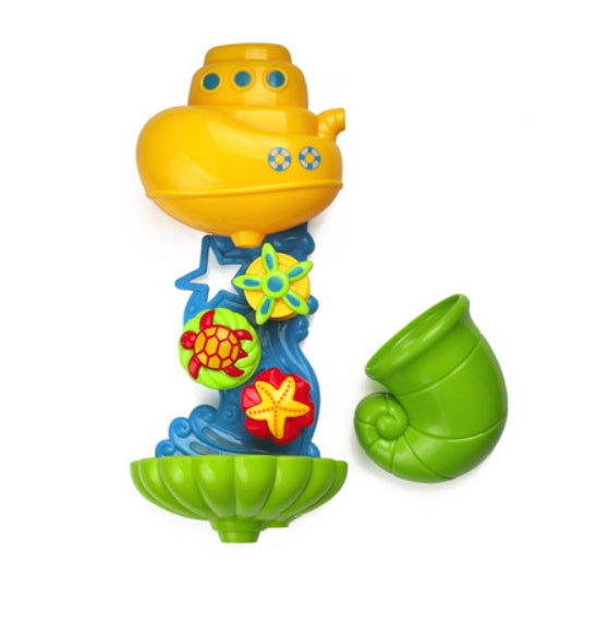 Duck and seahorse bath toy waterwheel set – duck and seahorse figures detail – Bambelou UK