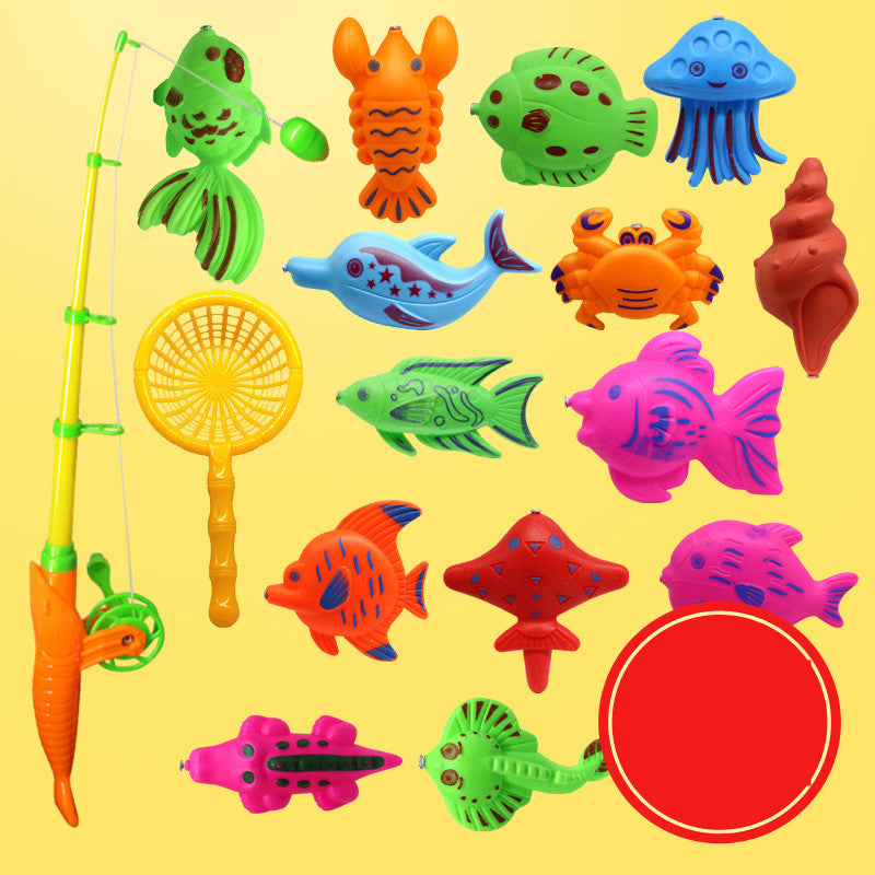 Magnetic fishing game set with inflatable pool – child fishing with magnetic rod – Bambelou UK
