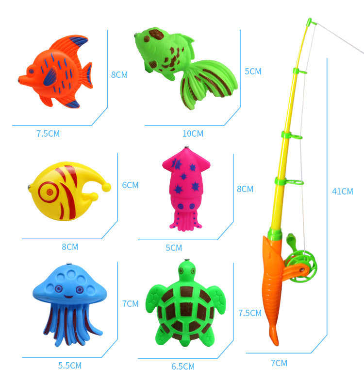 Magnetic fishing game set with inflatable pool – close-up of magnetic fish pieces – Bambelou UK
