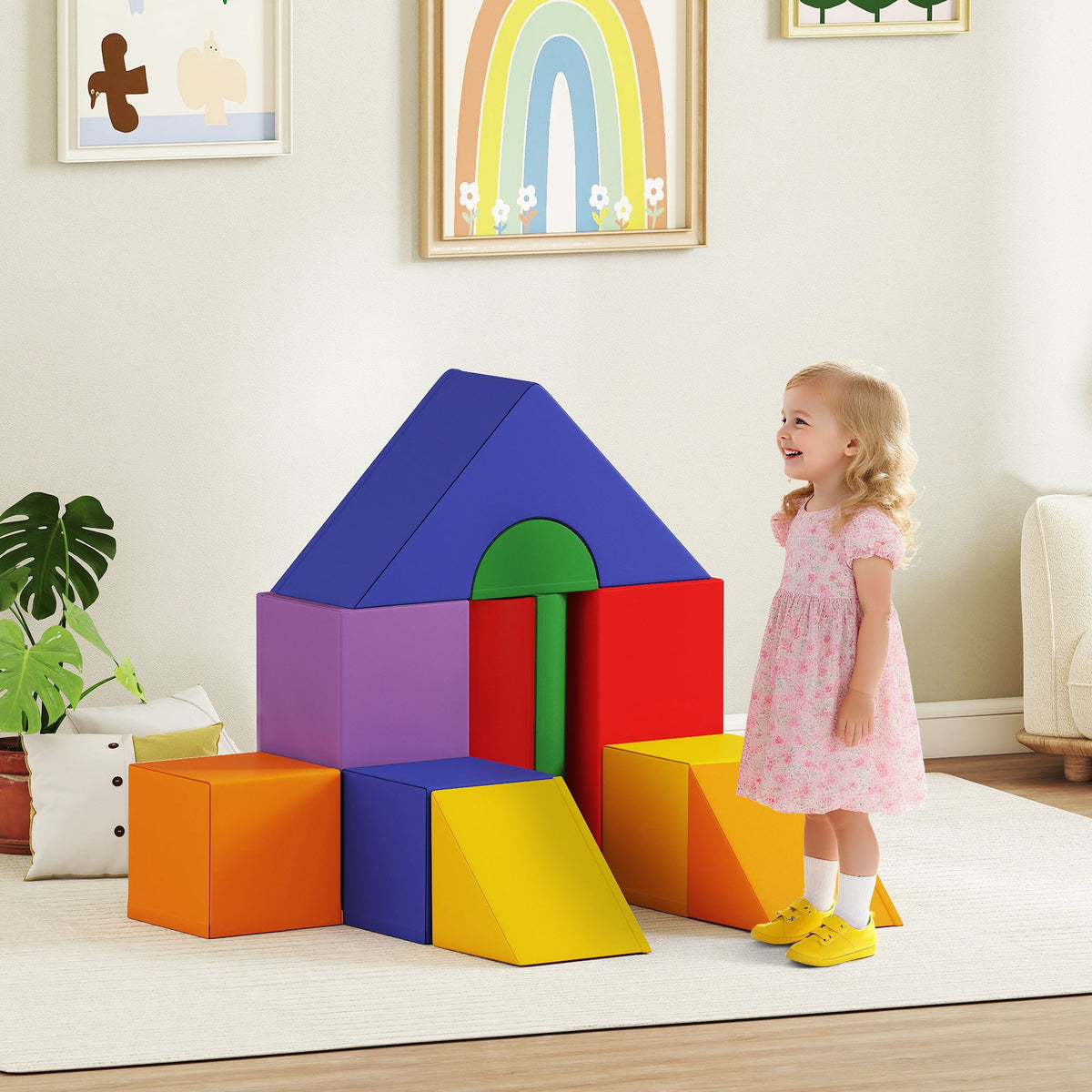 Soft play foam block set – toddler stacking and building with blocks – Bambelou UK