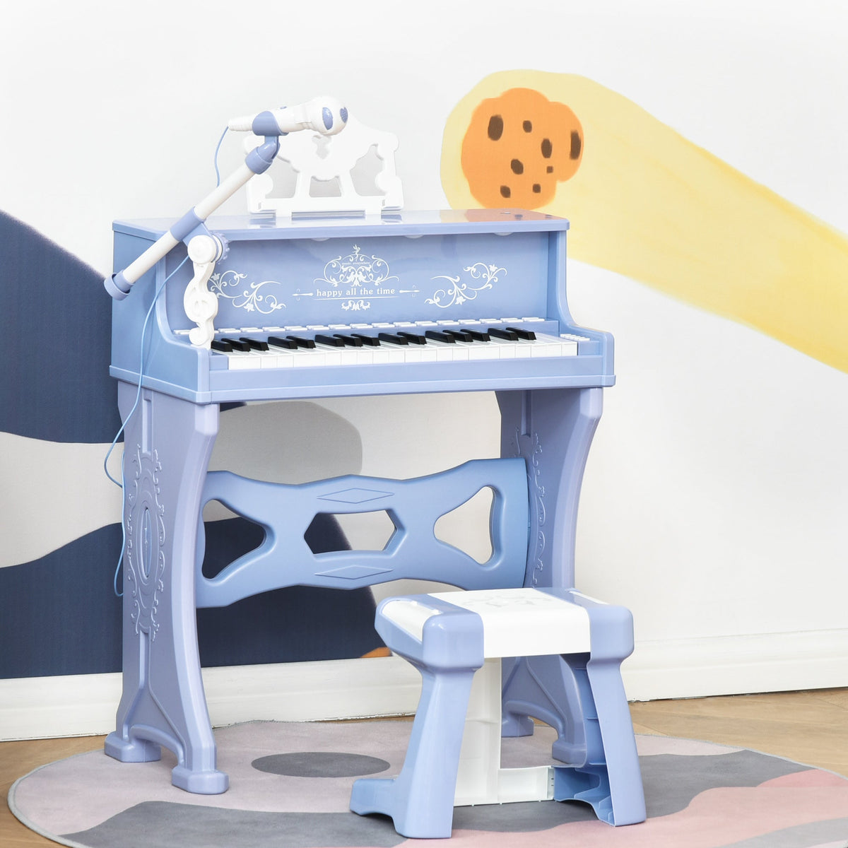 Kids 37-key piano keyboard – matching stool detail – Bambelou UK