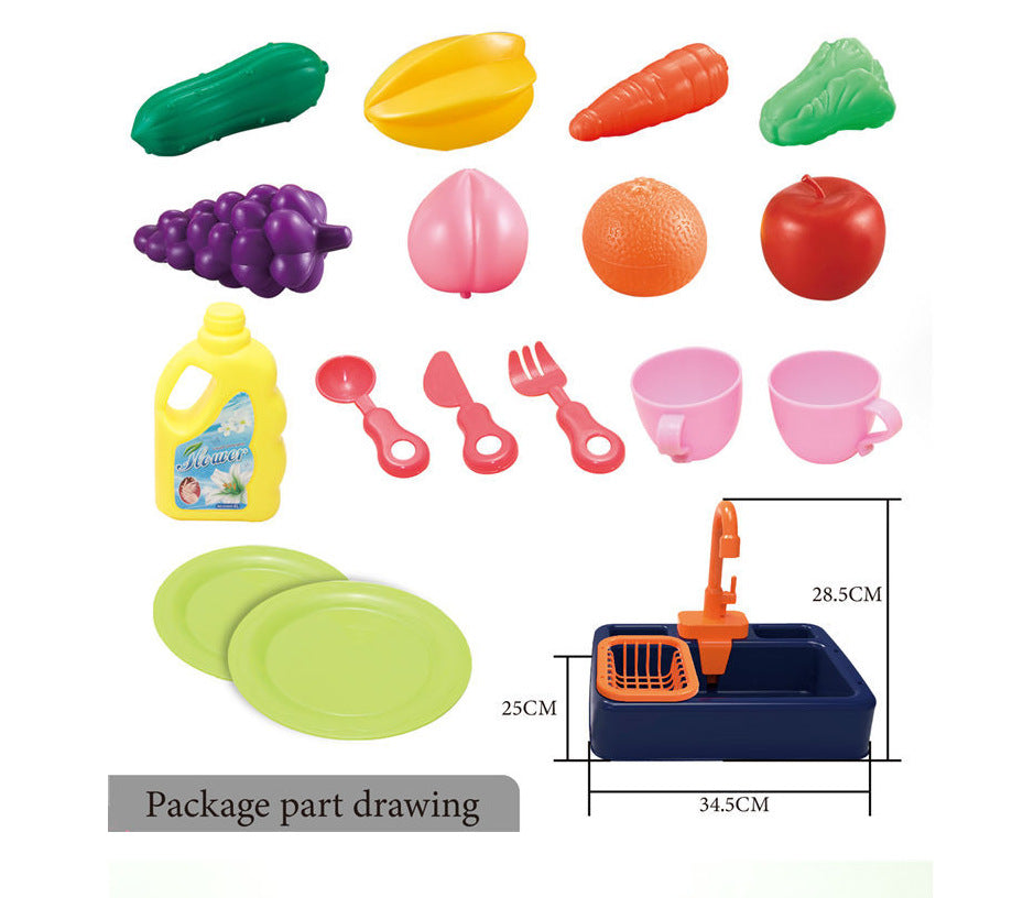 Kids kitchen sink playset – included play food and tableware – Bambelou UK