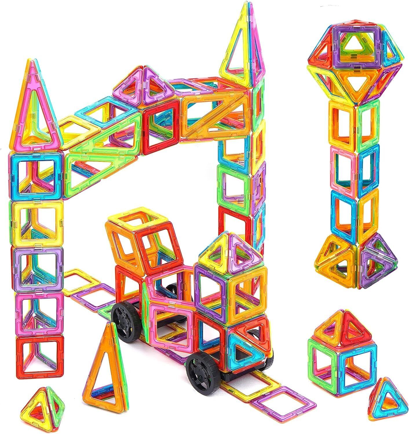 110 piece magnetic building tiles set with wheels for children aged 3 to 8 — Bambelou UK