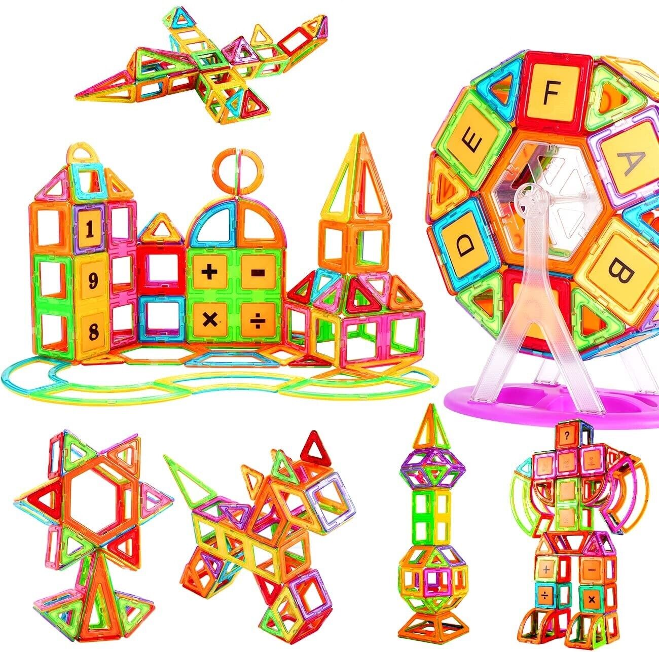 110-piece magnetic building tiles with wheels – storage box and packaging – Bambelou UK