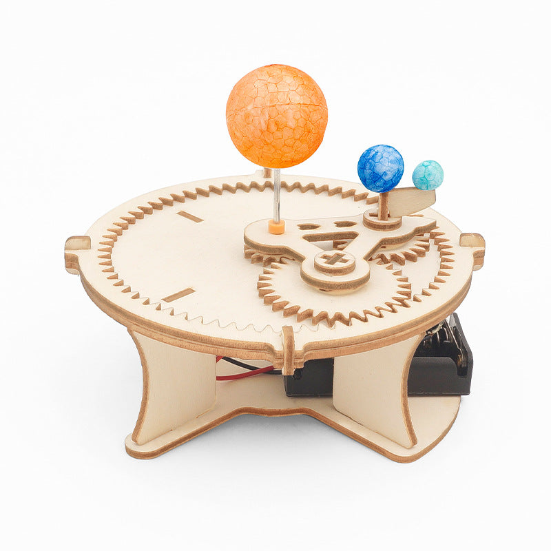 Wooden solar system model kit – mechanical rotating mechanism detail – Bambelou UK