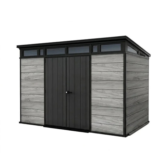 Keter Cortina 11x7ft Heavy Duty Plastic Garden Shed – Grey, Weatherproof Outdoor Storage