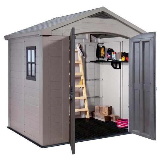 Keter Factor Apex Garden Storage Shed 8 x 6ft - Beige/Brown