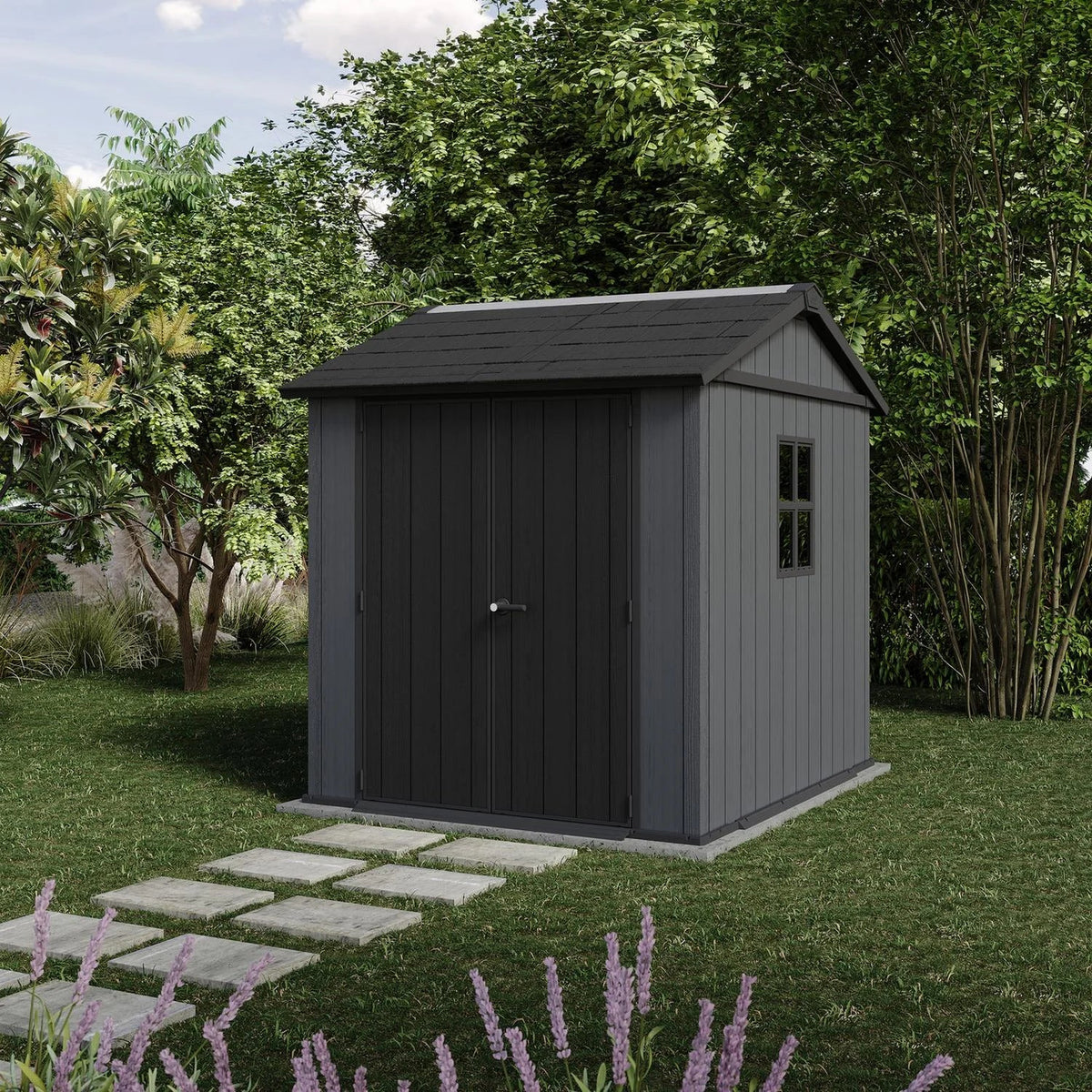 Keter Newton Plus Apex Plastic Shed 7.5 x 7ft - Grey