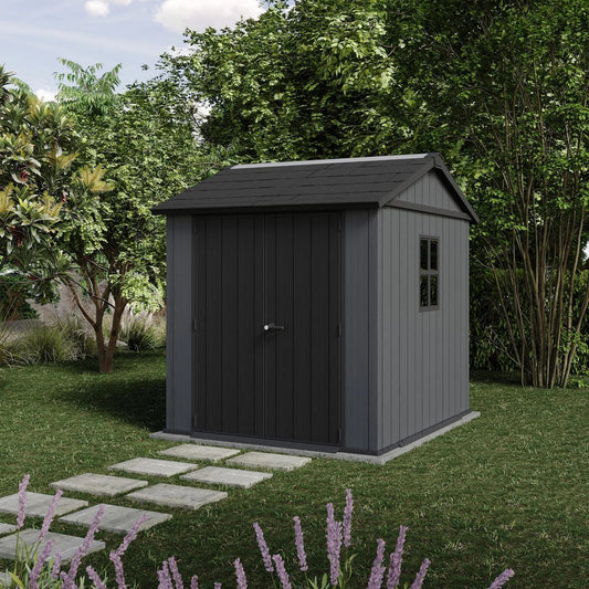 Keter Newton Plus Apex Plastic Shed 7.5 x 7ft - Grey